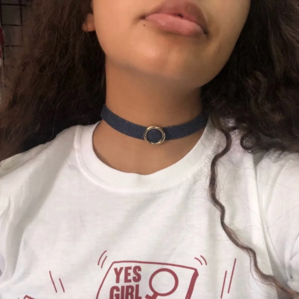 Denim Jean Ring Choker